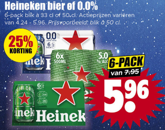 Heineken 0.0   blikje bier folder aanbieding bij  Dirk - details