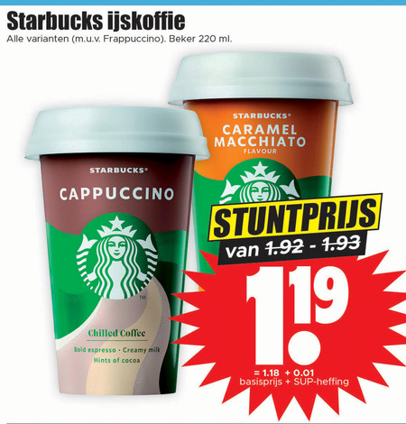 Starbucks   ijskoffie folder aanbieding bij  Dirk - details