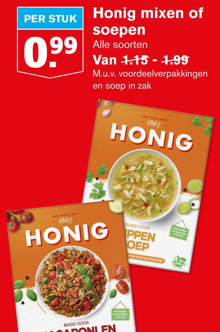 Honig   soep, maaltijdmix folder aanbieding bij  Hoogvliet - details