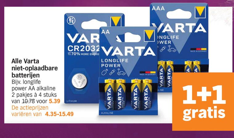 Varta   batterij folder aanbieding bij  Albert&nbsp;Heijn - details