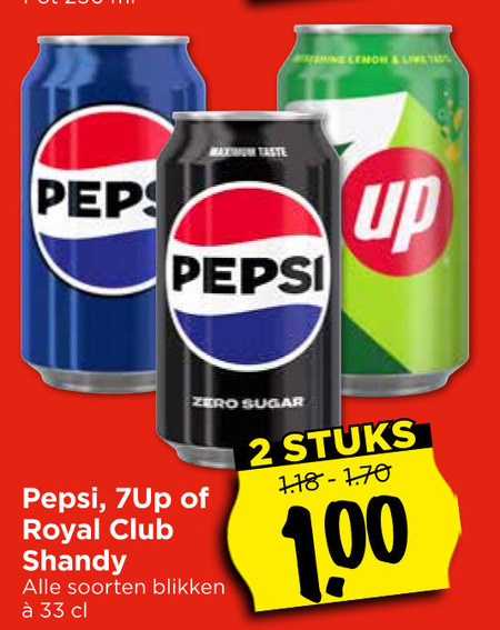 7-Up   frisdrank, cola folder aanbieding bij  Vomar - details