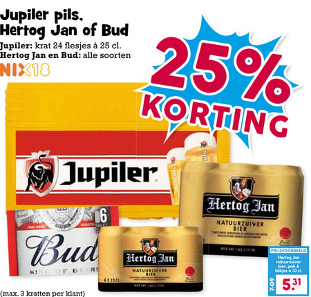 Bud   blikje bier, krat bier folder aanbieding bij  Boons Markt - details