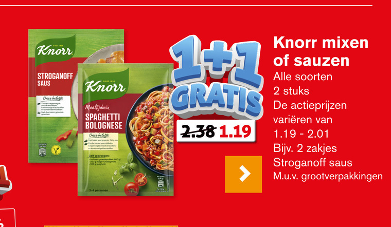 Knorr   saus, maaltijdmix folder aanbieding bij  Hoogvliet - details