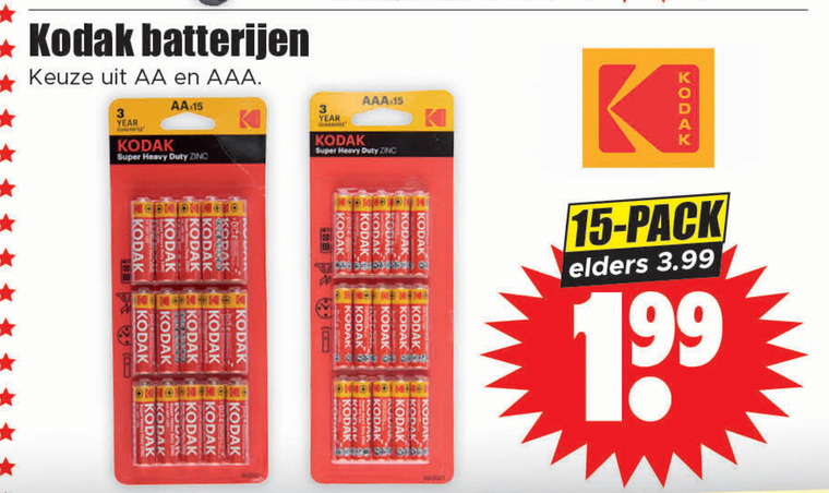 Kodak   batterij folder aanbieding bij  Dirk - details