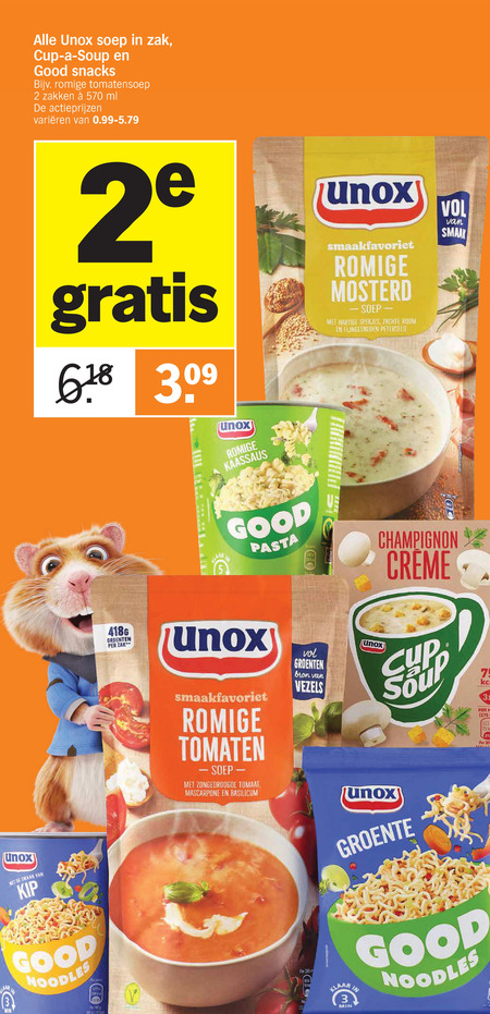 Unox   soep, noodles folder aanbieding bij  Albert Heijn - details