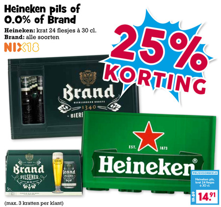 Heineken 0.0   blikje bier, krat bier folder aanbieding bij  Boons Markt - details