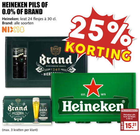 Heineken 0.0   krat bier, blikje bier folder aanbieding bij  MCD Supermarkt Basis - details