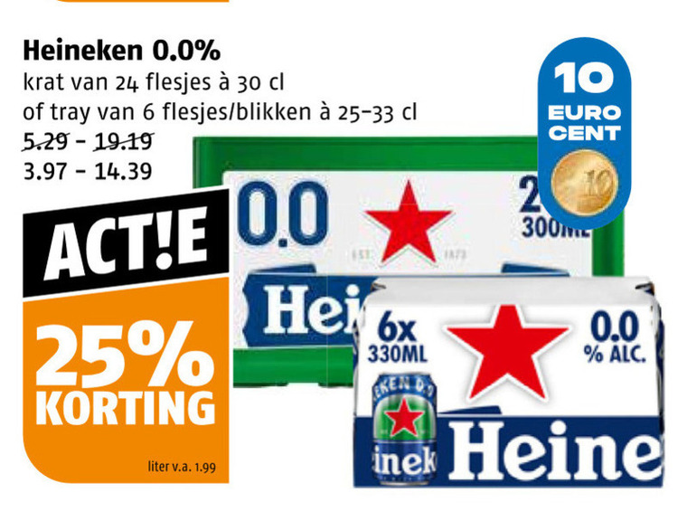 Heineken 0.0   blikje bier, krat bier folder aanbieding bij  Poiesz - details