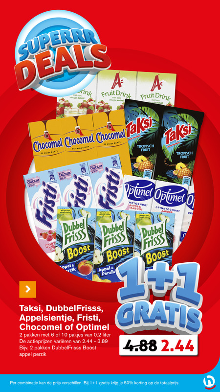 Taksi   drinkyoghurt, chocolademelk folder aanbieding bij  Hoogvliet - details