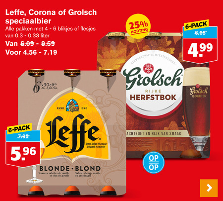 Leffe   speciaalbier, blikje bier folder aanbieding bij  Hoogvliet - details