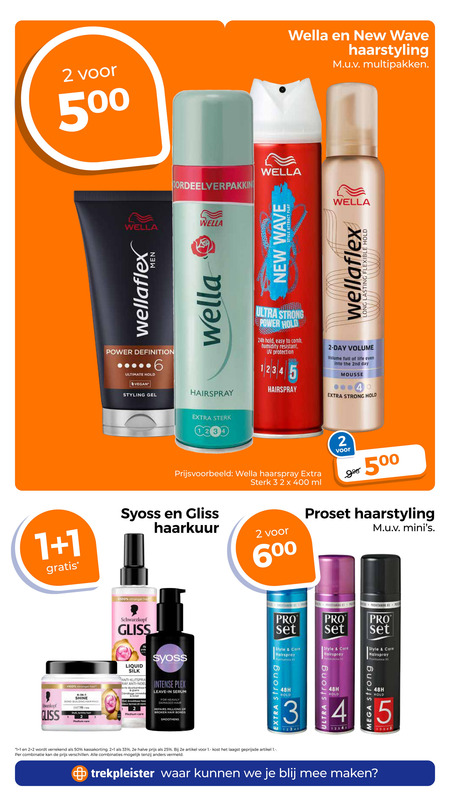 Syoss   haargel, hairspray folder aanbieding bij  Trekpleister - details