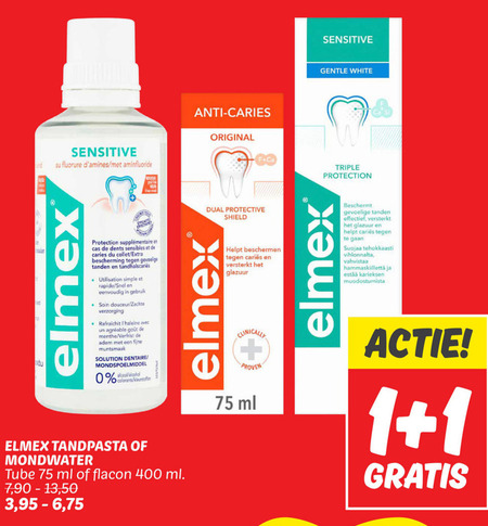 Elmex   mondwater, tandpasta folder aanbieding bij  Dekamarkt - details