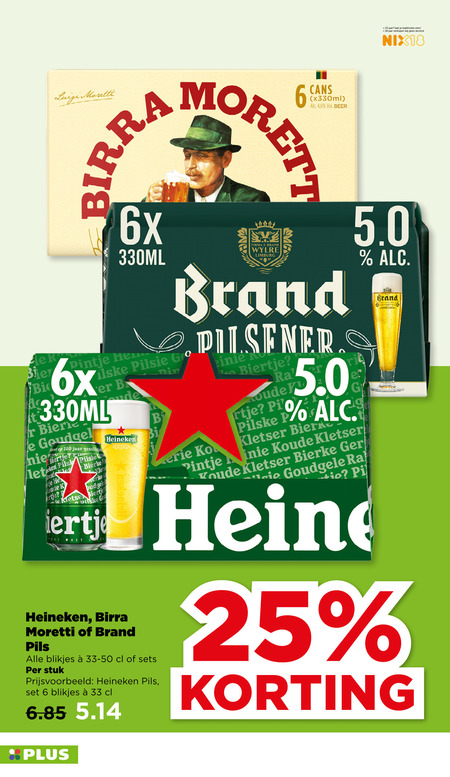Heineken   blikje bier folder aanbieding bij  Plus - details