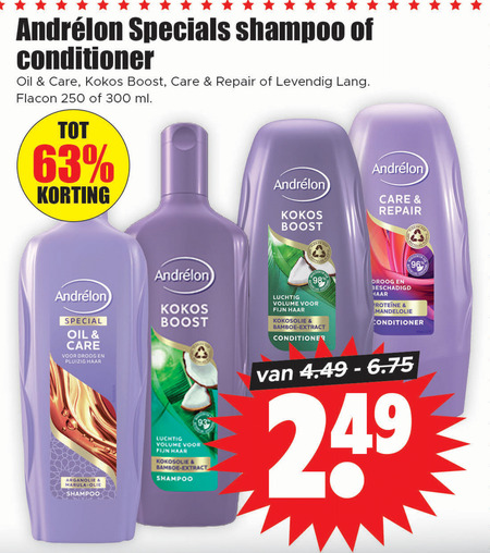 Andrelon   shampoo, conditioner folder aanbieding bij  Dirk - details