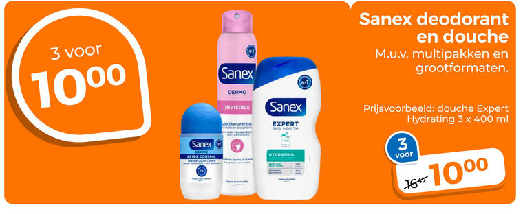 Sanex   deodorant, douchegel folder aanbieding bij  Trekpleister - details