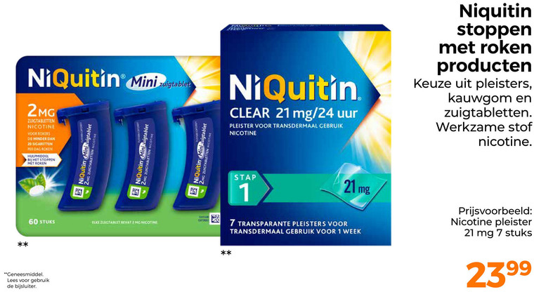 Niquitin   stoppen met roken folder aanbieding bij  Trekpleister - details