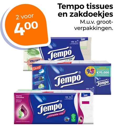 Tempo   tissue, zakdoek folder aanbieding bij  Trekpleister - details