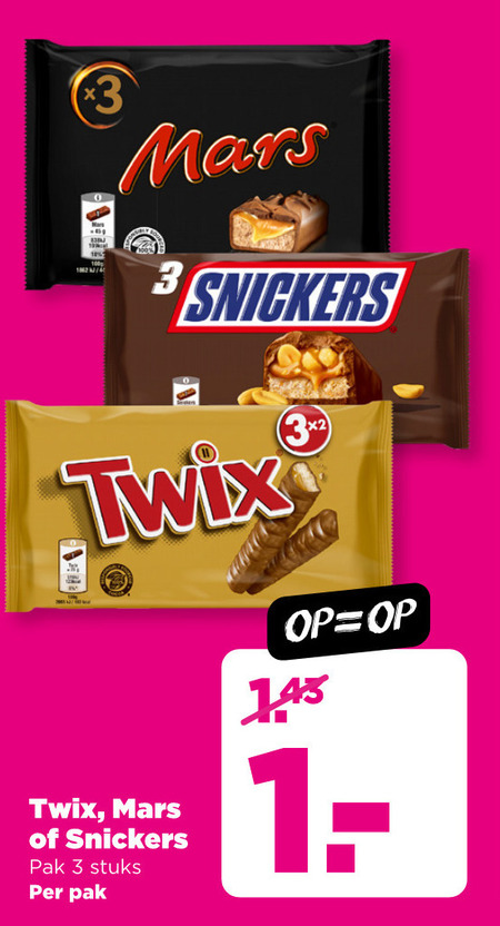 Snickers   chocoladereep folder aanbieding bij  Plus - details