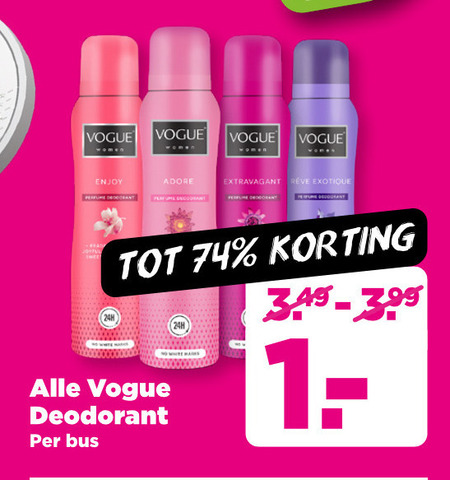 Vogue   deodorant folder aanbieding bij  Plus - details
