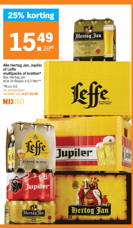 Leffe   blikje bier, krat bier folder aanbieding bij  Albert Heijn - details