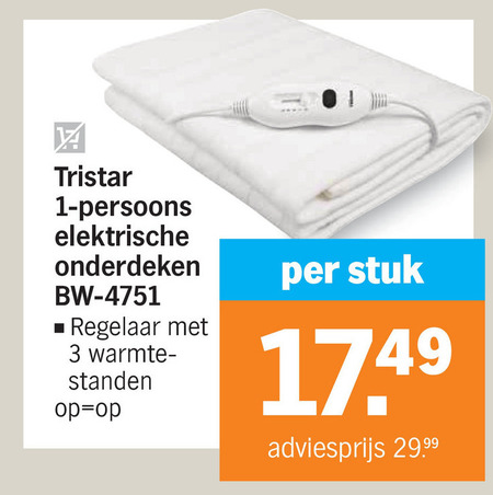 Tristar   elektrische deken folder aanbieding bij  Albert&nbsp;Heijn - details