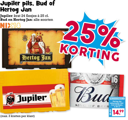 Jupiler   krat bier, blikje bier folder aanbieding bij  Boons Markt - details