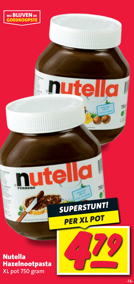 Nutella   hazelnootpasta folder aanbieding bij  Nettorama - details