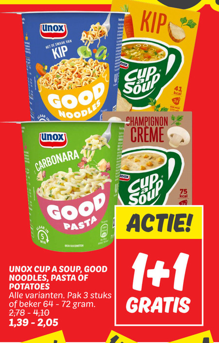 Unox   soep, noodles folder aanbieding bij  Dekamarkt - details