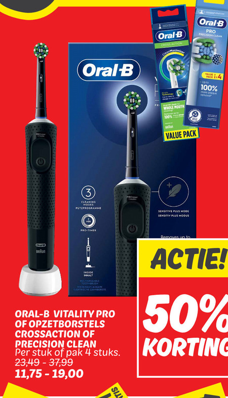 Braun Oral-B   electrische tandenborstel, opzetborstel folder aanbieding bij  Dekamarkt - details