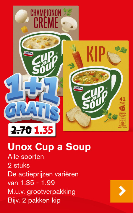 Unox   soep folder aanbieding bij  Hoogvliet - details