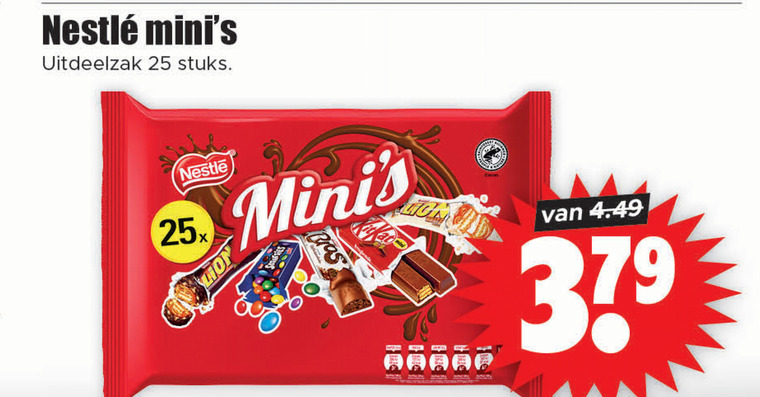Nestle   mini chocoladerepen folder aanbieding bij  Dirk - details