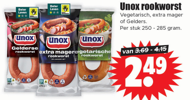 Unox   rookworst folder aanbieding bij  Dirk - details