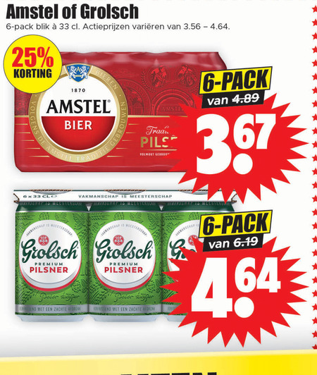 Amstel   blikje bier folder aanbieding bij  Dirk - details