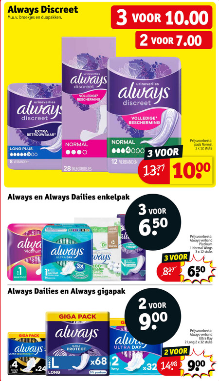 Always   inlegkruisjes, maandverband folder aanbieding bij  Kruidvat - details