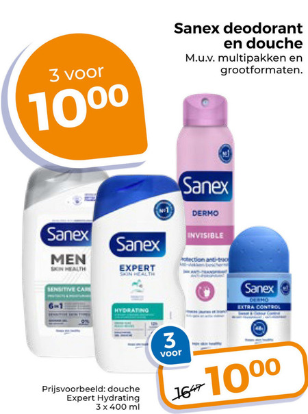 Sanex   douchegel, deodorant folder aanbieding bij  Trekpleister - details