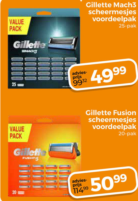 Gillette   scheermesjes folder aanbieding bij  Trekpleister - details