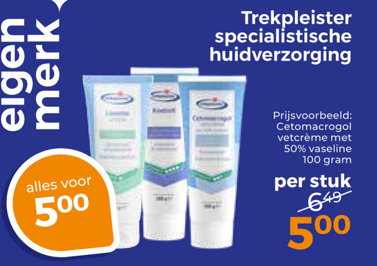 Trekpleister Huismerk   huidverzorging folder aanbieding bij  Trekpleister - details