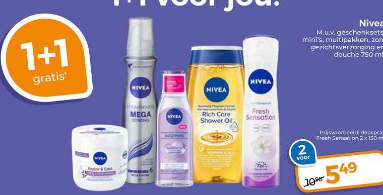 Nivea   gezichtsverzorging, shampoo folder aanbieding bij  Trekpleister - details
