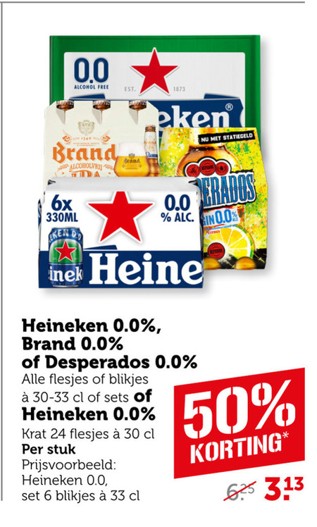 Heineken 0.0   krat bier, blikje bier folder aanbieding bij  Coop - details