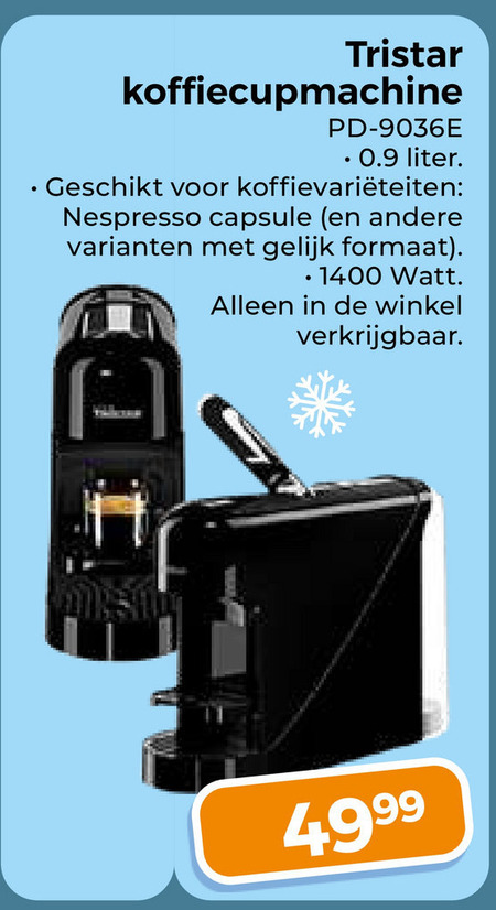Tristar   nespresso apparaat folder aanbieding bij  Trekpleister - details