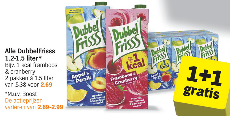 Dubbelfrisss   fruitdrank folder aanbieding bij  Albert Heijn - details