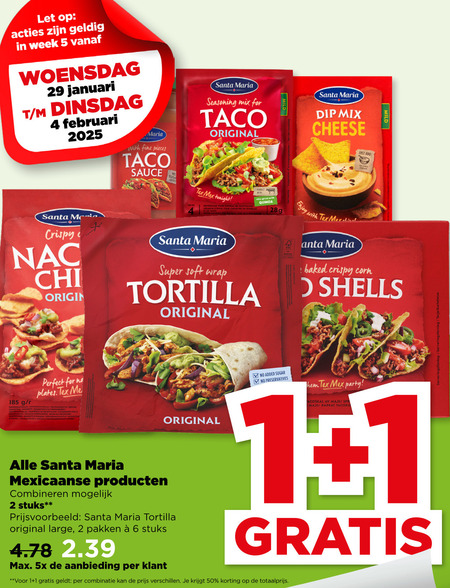 Santa Maria   tortilla, maaltijdmix folder aanbieding bij  Plus - details