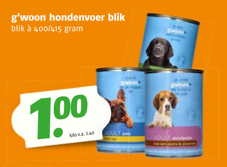 Gwoon   hondenvoer folder aanbieding bij  Poiesz - details