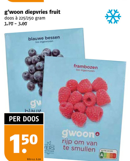 Gwoon   diepvriesfruit folder aanbieding bij  Poiesz - details
