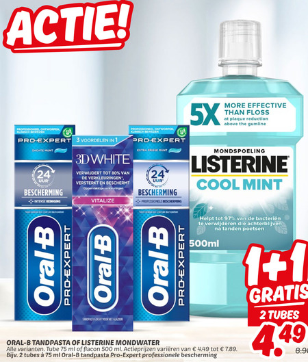 Oral-B   tandpasta, mondwater folder aanbieding bij  Dekamarkt - details