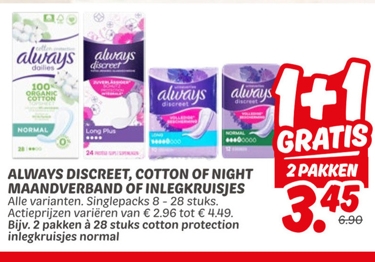 Always   incontinentieverband, maandverband folder aanbieding bij  Dekamarkt - details