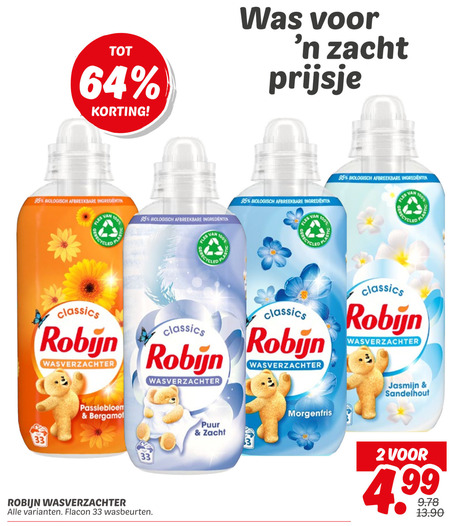 Robijn   wasverzachter folder aanbieding bij  Dekamarkt - details