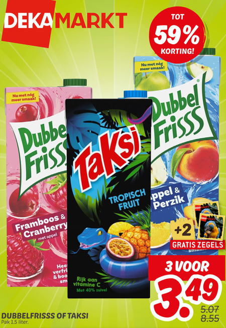Taksi   fruitdrank folder aanbieding bij  Dekamarkt - details