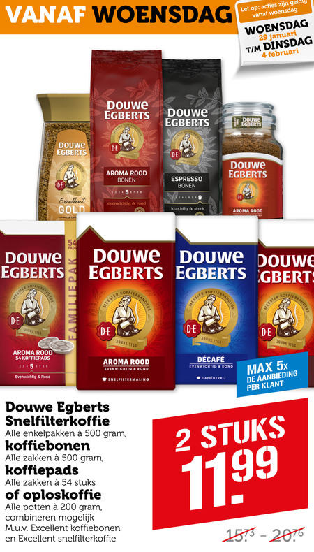 Douwe Egberts   koffiebonen, oploskoffie folder aanbieding bij  Coop - details