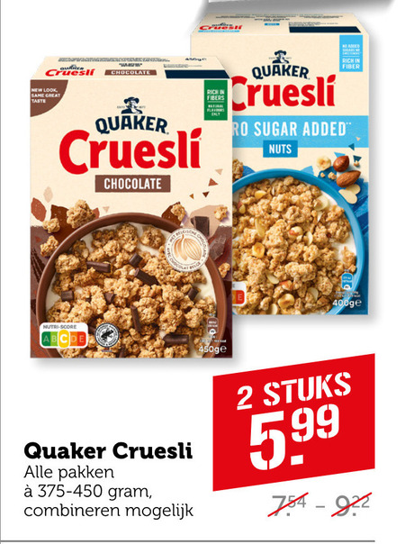 Quaker   cruesli folder aanbieding bij  Coop - details